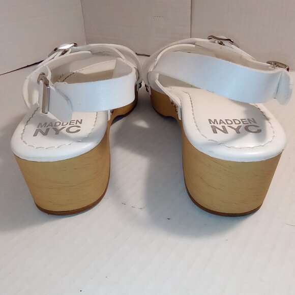 Madden NYC White Platform Wooden Heeled Girls Size 4 - Picture 9 of 15